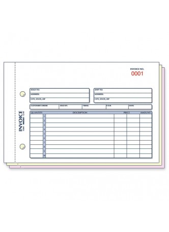 Receipt book, 50 Sheet(s) - 3 PartYes - 5.50" x 7.87" Sheet Size - Assorted Sheet Color - Blue, Red Print Color - 1 / Each - red7l706